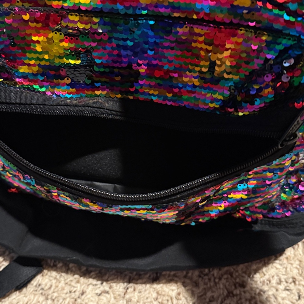 PINK Victoria’s Secret multicolored flip sequins backpack with 3 large openings - Picture 9 of 10